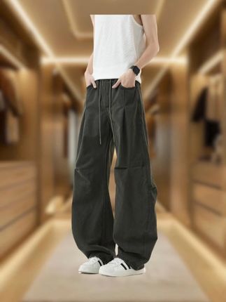 美式复古纯棉宽松直筒工装裤男baggy版弯刀阔腿休闲裤 #宽松直筒裤 #男士工装裤 #男士弯刀裤 #阔腿休闲裤 #男装