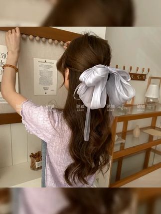 #抓夹 #抓夹用法 #抓夹教程 #蝴蝶结抓夹 #抓夹发型 奶香假日~超大号蝴蝶结飘带马尾夹甜妹褶皱抓夹温柔半披发发夹