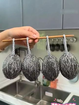 自带挂绳钢丝球洗锅擦锅不锈钢清洁球厨房刷锅洗碗神器铁丝球家用  #钢丝球  #挂绳钢丝球  #刷锅神器  #刷锅清洁球推荐  #洗碗布