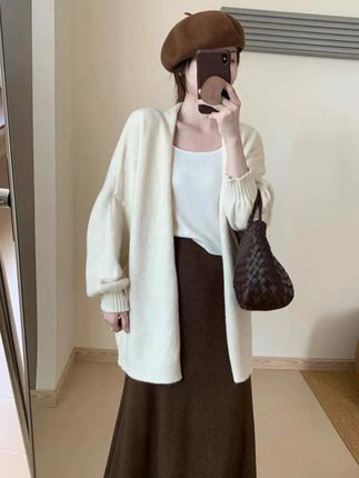 慵懒风高级感加厚外搭2025秋季新款女装宽松显瘦针织开衫#时髦精 #通勤搭配 #日常搭配 #显瘦搭配 #ootd穿搭