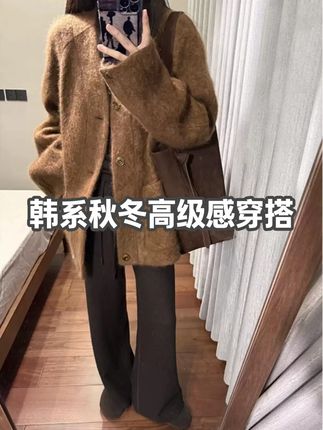 韩版复古v领毛呢外套女秋冬新款高级感宽松气质加厚呢子大衣 #韩系穿搭 #高级感穿搭 #秋冬穿搭 #穿出自己的风格 #时髦精