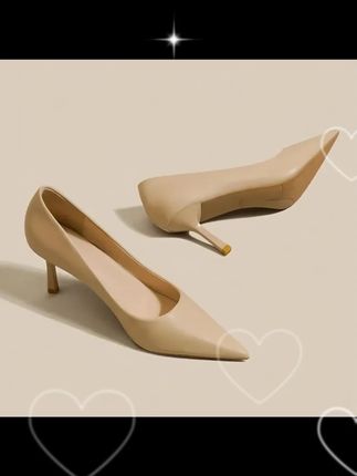 裸色高跟鞋女秋细跟5cm简约舒适软皮通勤工作鞋职业尖头单鞋低跟 #女鞋 #高跟鞋 #dou上热门 #裸色高跟鞋 #软底高跟鞋