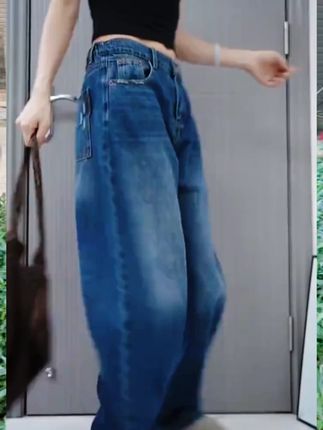 秋款阔腿裤弯刀裤拖地裤高腰显瘦百搭软牛仔裤女宽松 #显高显瘦显腿长 #藏肉显瘦穿搭 #遮肉显瘦不挑身材 #谁穿谁好看不分年龄段 #高品质女裤