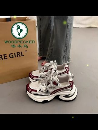 啄木鸟爆款百搭厚底老爹鞋女秋小个子增高2024新款炸街运动休闲鞋 #老爹鞋 #厚底增高老爹鞋 #运动鞋 #女鞋 #增高老爹鞋