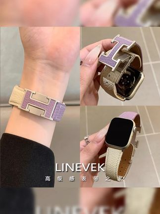 适用苹果手表带iwatchultra荔枝纹真皮applewatchs11/10秋冬女款9#苹果手表表带 #真皮表带 #秋冬女款 #荔枝纹 #时尚配饰
