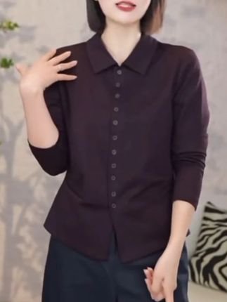 休闲百搭洋气翻领纯色简约长袖上衣女气质时尚显瘦高级感舒适衬衫 #显瘦穿搭 #谁穿谁好看 #洋气减龄 #穿出自己的风格 #显瘦遮肉