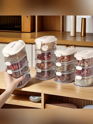 香料收纳盒调料盒一体多格家用厨房佐料分装防潮调味瓶密封罐  #香料收纳盒  #调料盒  #密封罐  #收纳盒  #香料盒