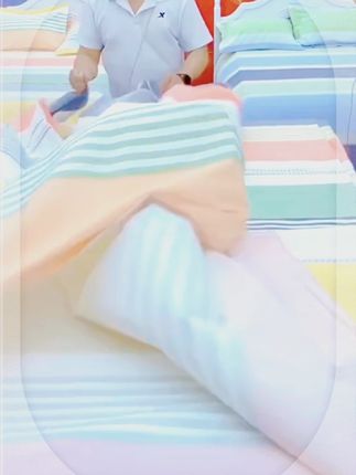 夏天到了,你就家里人铺上这个 #老粗布床单 #老粗布三件套 特别凉快! #加厚老粗布床单 #老粗布枕套 #床上用品 山东正宗加厚加密双径双纬老粗布 四季可用 彩色条纹