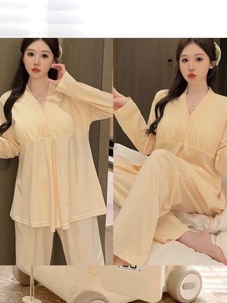 带胸垫月子服春秋纯棉产后哺乳孕妇睡衣夏季薄款8月份7产妇家居服 #宝妈分享 #宝妈分享 #新生儿用品 #母婴好物