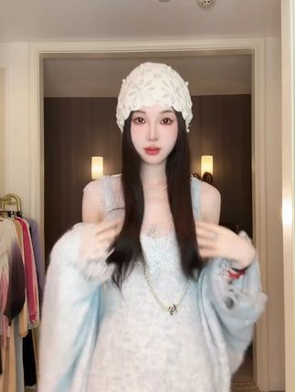 羊毛双层镂空手工钉珠针织钩花帽子 #帽子一戴谁都不爱 #帽子 #手工 #高级感穿搭