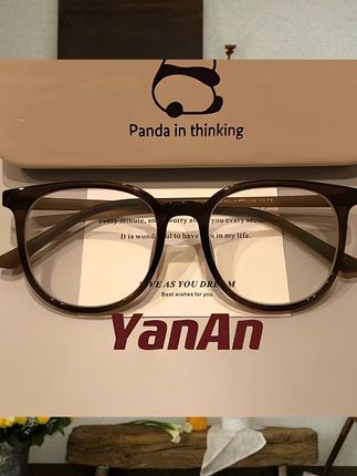 超轻冷茶色近视眼镜女可配有度数方圆脸素颜眼睛框架显瘦眼镜框  #眼镜 #防蓝光眼镜 #近视眼镜