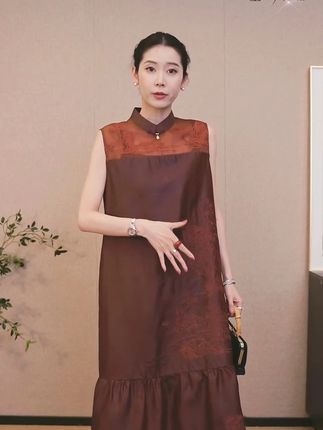 CHENSMCHEN香云纱复古精致优雅连衣裙女气质显瘦裙子#香云纱国风女装新中式 #国风古韵 #东方美学 #桑蚕丝 #非遗香云纱