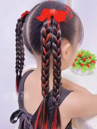 儿童国庆假发头饰,女童红色喜庆编发发夹,不伤发小女孩宝宝表演 儿童国庆假发头饰,女童红色喜庆编发发夹,不伤发小女孩宝宝表演发卡