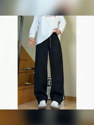 #百搭裤子 #牛仔裤 #百搭神裤 #休闲风 #休闲裤穿搭 隐匿者休闲裤子男2025秋季新款弯刀裤宽松潮流简约大码垂感直筒裤