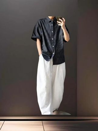 白色老钱风亚麻裤#休闲裤男 #夏季新款 #百搭男裤 #男生穿搭 #时尚穿搭