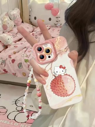 6谁能想到kt猫还能和荔枝搭配!让我们一起保持理智! #仙女必备 #少女心爆棚 #甜妹 #hellokitty #这个手机壳真的长在我心巴上了