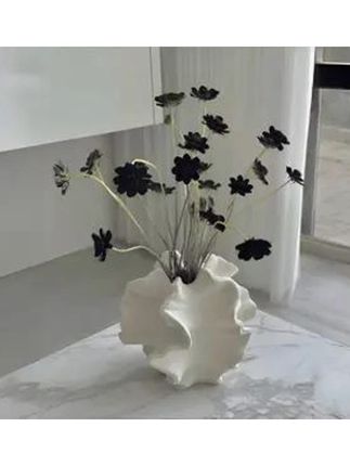 创意白色花瓶异形个性干花仿真花高颜值陶瓷品客厅桌面摆件#插花花瓶 #中式插花 #花艺装置