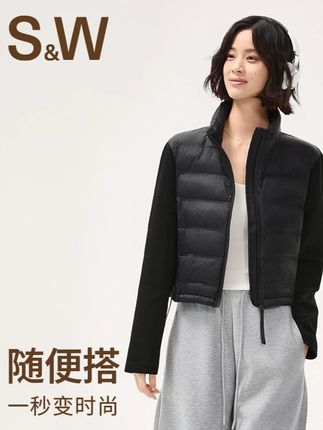 SW速惟秋冬女款立领拼接运动棉服休闲轻盈短款时尚舒适外套 #琥珀流光风外套太适合秋天了 #早秋秀场抄作业告别路人感 #女生穿搭 #每日穿搭分享 #dou上热门