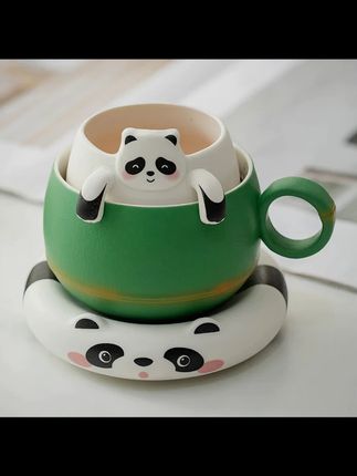 兮元记熊猫陶瓷茶杯创意马克杯茶水分离过滤水杯可爱杯子茶具礼品#陶瓷茶杯 #马克杯 #茶水分离过滤水杯 #可爱杯子 #滤水杯