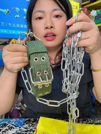 优质拴狗遛狗项圈铁链八字转环手环一整套#养狗必备 #拴狗绳 #狗狗牵引绳 #狗链