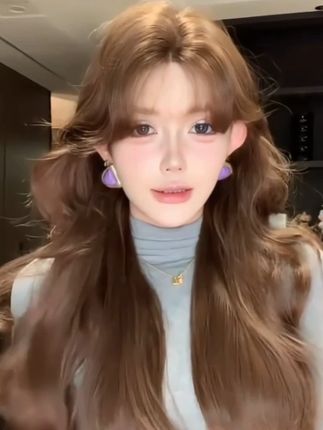 女人味十足~栗棕色小波浪长卷发【仙蒂公主】小额蕾丝头套假发 #时尚假发 #假发推荐 #好看的卷发造型 #慵懒女人味 #卷发