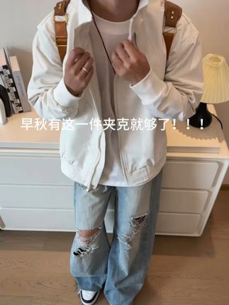 美式三防立领夹克男秋季新款复古棕色工装外套户外飞行百搭上衣潮 #夹克 #夹克外套 #外套推荐 #今天穿什么 #男生穿搭