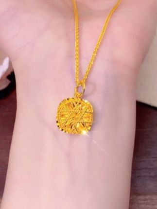 铜合金项链 【520系列】轻奢时尚拉丝方糖项链气质百搭小众#首饰分享 #金包银项链 #网红爆款饰品 #项链 #足金999