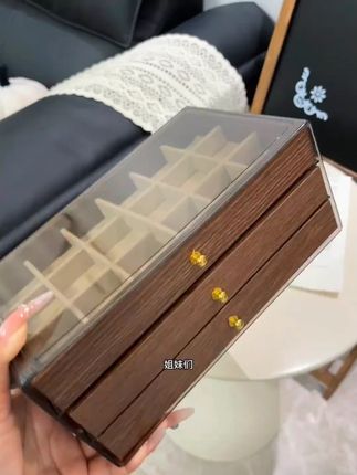首饰收纳盒高档胡桃木纹多层项链手链戒指耳钉耳环饰品收纳首饰盒#首饰收纳盒 #胡桃木纹 #多层收纳 #饰品整理 #实用好物