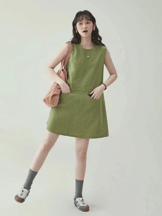 时尚孕妇夏季新款森系绿色圆领背心连衣裙女夏季新款宽松无袖短裙#ootd穿搭 #孕妇装 #连衣裙 #宽松版型 #夏季新款