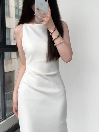 WANGXO【王妃裙】一字肩无袖开叉长裙200297Z #连衣裙 #穿出高级感 #穿搭 #裙子👗 #优雅知性