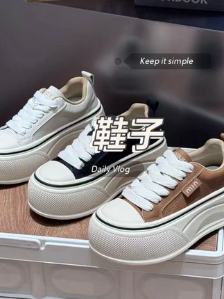 2025秋季新款轻便松糕厚底小白鞋女休闲百搭小个子增高面包板鞋#面包鞋 #板鞋 #鞋子 #小白鞋 #好物推荐