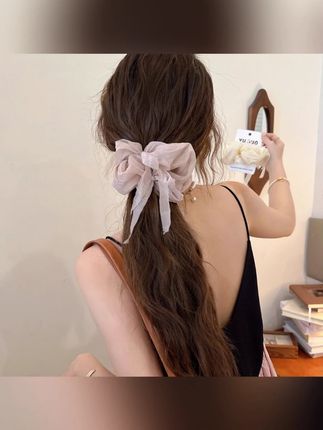 温柔网纱蝴蝶结大肠发圈女2025新款扎马尾不伤发头绳气质发绳头花#蝴蝶结发圈 #女生发饰 #扎马尾神器 #2025新款 #温柔发圈