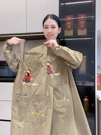 新款长袖罩衣围裙 防泼水反穿衣#围裙 #防水防油 #厨房好物 #爆款热卖中