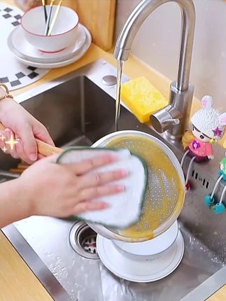 钢丝洗碗布厨房专用银丝棉纱洗碗巾双层加厚不易沾油抹布刷碗神器#钢丝洗碗布 #洗碗巾不粘油 #刷碗神器 #抹布