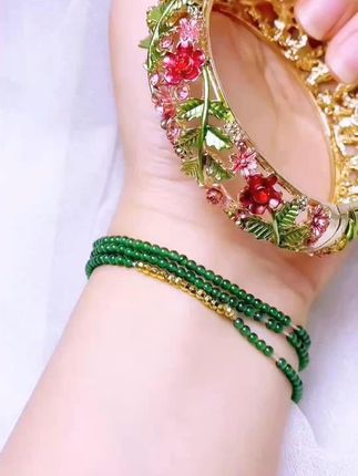 铜合金合成锆石手镯 【璎珞摇春景泰蓝手镯】国风高级感饰品 1 #仙女必备 #精致女人必备 #穿出高级感 #首饰分享 #美出高级感