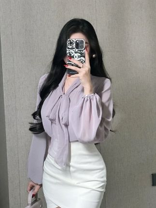 【巧思逸】蝴蝶结飘带衬衫女装春夏季新款显瘦设计感灯笼袖上衣女 #显瘦穿搭 #穿出高级感 #今天穿什么 #小众设计感 #轻奢女装