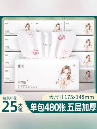 臻诺25包480张抽纸家用面巾纸五层加厚加量可湿水卫生纸巾家庭装#郝劭文 #卫生纸 #面巾纸 #生活用纸 #五层加厚