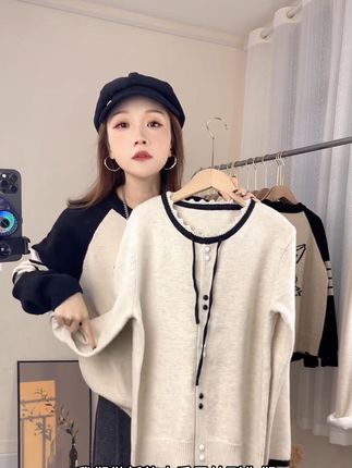 法式小香风短款针织开衫女秋冬打底毛衣外套蝴蝶结上衣外套 #百搭显瘦 #气质穿搭 #毛衣开衫 #ootd #今天穿搭分享