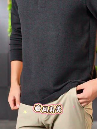 长袖秋季男休闲Polo衫潮流百搭纯色商务时尚 #长袖 #休闲Polo衫 #Polo衫 #百搭纯色上衣 #男装