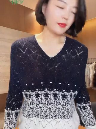 196TANTAN 高级感亮片软糯渐变色镂空100羊毛针织衫 #秋冬穿搭 #气质高级穿搭 #显瘦穿搭 #遮肉显瘦遮肉减龄