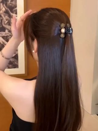 轻奢精致珠珠闪锆气质夹子 #头饰发饰 #简单好看发型 #美出高级感