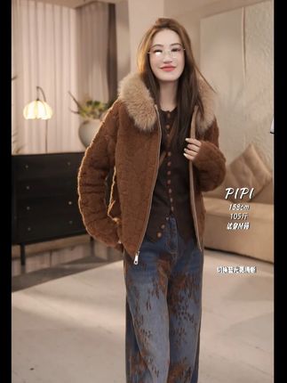 玖黛衣【雪国精灵】冬季~加厚可拆卸大毛领~宽松开衫针织