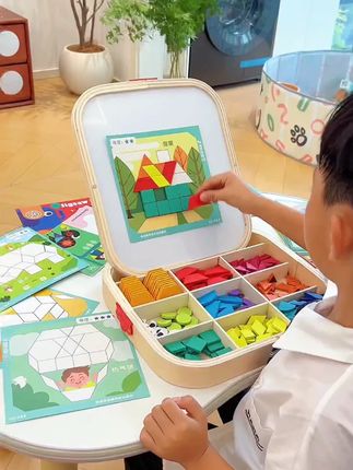 288片木质磁力拼图七巧板几何积木益智力早教玩具3-6岁儿童开发#木质磁力拼图 #七巧板积木 #早教玩具 #儿童益智 #36岁玩具