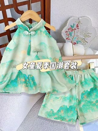 巨高品,新中式国风款套装,家有女宝闭眼入#夏季新款 #国风古韵 #新中式穿搭 #女童穿搭 #新中式国风