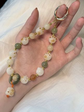 【菩提猫爪-炭烧】可爱防丢手工创意个性手机链女款爱心#手链 #手机配件 #首饰分享