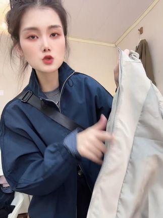 设计感格子拼接短外套女欧洲站早秋新款时尚休闲百搭显瘦夹克上衣 #显瘦穿搭#轻奢女装#简约搭配#搭配技巧#服装店日常