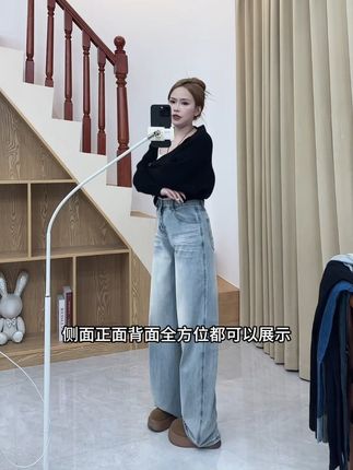 复古刺绣牛仔裤女新款设计感宽松高腰直筒阔腿裤 #百搭神裤 #显瘦穿搭 #牛仔裤 #显瘦显高 #时髦精