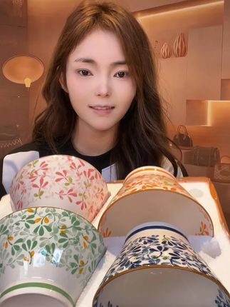 #彩釉碗 #斗笠碗 #米饭碗 #釉下彩餐具