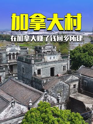 这就是广东的加拿大村,是100多年前全村人在加拿大赚了钱 回乡所建#加拿大村 #航拍