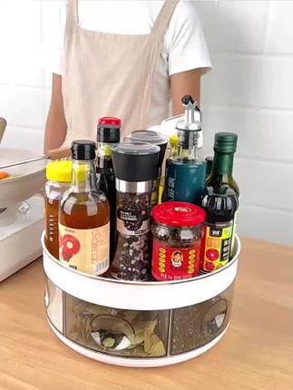 厨房调料盒一体旋转调料置物架台面多功能料油盐酱醋瓶调味料收纳#厨房调料架 #旋转置物架 #多功能收纳 #调料盒 #厨房好物
